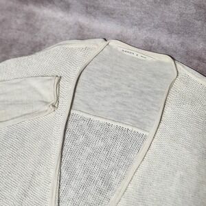 women's ATHLETA open Cardigan Sweater cotton/Linen Ivory long knit Pockets sz M